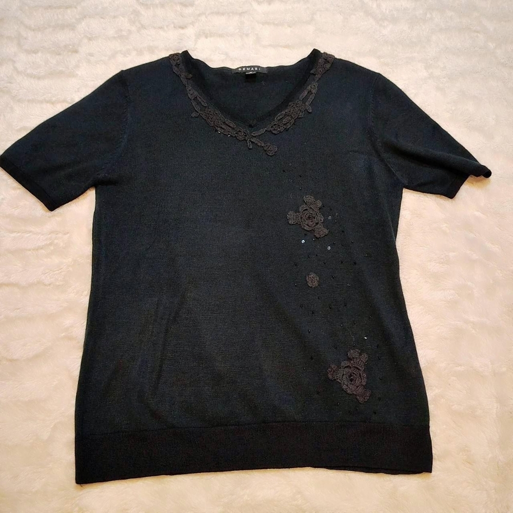 Cemasi Black Short Sleeve Sweater